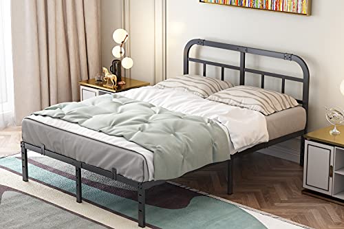 ZIYOO California King Bed Frame with Headboard, Heavy Duty Platform Bed Frame, No Box Spring Needed, Noise Free, Under Bed Storage Space, Black (Cal King)