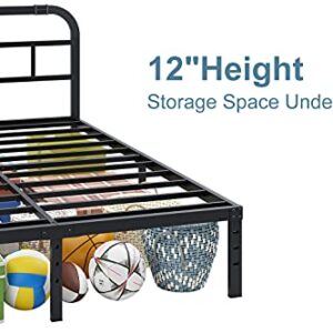 ZIYOO California King Bed Frame with Headboard, Heavy Duty Platform Bed Frame, No Box Spring Needed, Noise Free, Under Bed Storage Space, Black (Cal King)