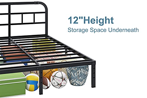 ZIYOO California King Bed Frame with Headboard, Heavy Duty Platform Bed Frame, No Box Spring Needed, Noise Free, Under Bed Storage Space, Black (Cal King)