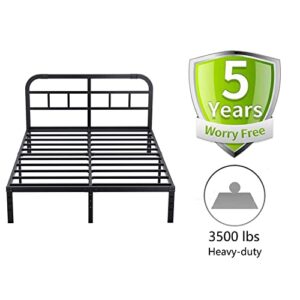 ZIYOO California King Bed Frame with Headboard, Heavy Duty Platform Bed Frame, No Box Spring Needed, Noise Free, Under Bed Storage Space, Black (Cal King)