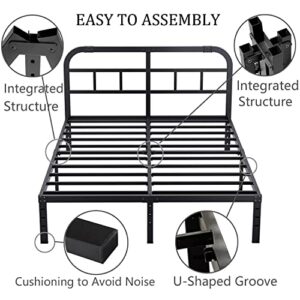 ZIYOO California King Bed Frame with Headboard, Heavy Duty Platform Bed Frame, No Box Spring Needed, Noise Free, Under Bed Storage Space, Black (Cal King)