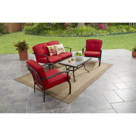 Mainstays Belden Park 4-Piece Sofa Set- RED