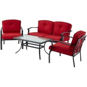 Mainstays Belden Park 4-Piece Sofa Set- RED