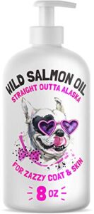 wild alaskan salmon oil for dogs & cats – pure fish omega 3 6 9 liquid epa dha fatty acids – skin & coat supplement – supports joint function, brain, eye, immune & heart health – made in usa 8 oz