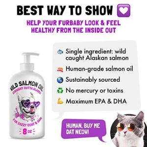 Wild Alaskan Salmon Oil for Dogs & Cats - Pure Fish Omega 3 6 9 Liquid EPA DHA Fatty Acids - Skin & Coat Supplement - Supports Joint Function, Brain, Eye, Immune & Heart Health - Made in USA 8 oz