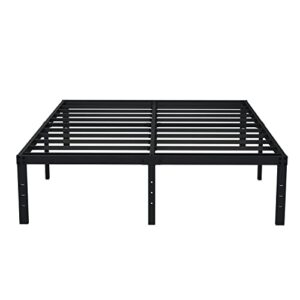 emoda full size bed frame 16 inch heavy duty metal platform beds no box spring needed with sturdy steal slats mattress foundation, easy assembly, noise free, black