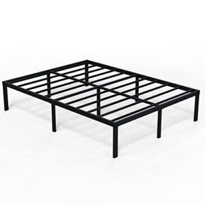 EMODA Full Size Bed Frame 16 Inch Heavy Duty Metal Platform Beds No Box Spring Needed with Sturdy Steal Slats Mattress Foundation, Easy Assembly, Noise Free, Black