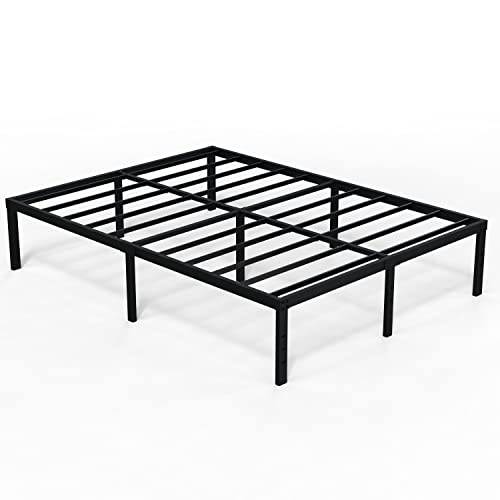 EMODA Full Size Bed Frame 16 Inch Heavy Duty Metal Platform Beds No Box Spring Needed with Sturdy Steal Slats Mattress Foundation, Easy Assembly, Noise Free, Black