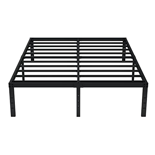 EMODA Full Size Bed Frame 16 Inch Heavy Duty Metal Platform Beds No Box Spring Needed with Sturdy Steal Slats Mattress Foundation, Easy Assembly, Noise Free, Black