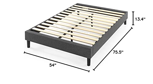 ZINUS Curtis Upholstered Platform Bed Frame / Mattress Foundation / Wood Slat Support / No Box Spring Needed / Easy Assembly, Grey, Full