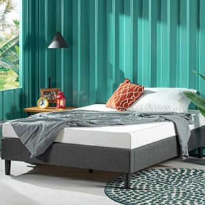 zinus curtis upholstered platform bed frame / mattress foundation / wood slat support / no box spring needed / easy assembly, grey, full