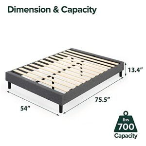 ZINUS Curtis Upholstered Platform Bed Frame / Mattress Foundation / Wood Slat Support / No Box Spring Needed / Easy Assembly, Grey, Full