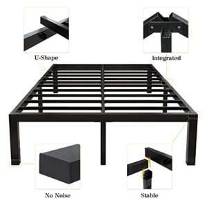 yookare 18 Inch Tall and Strong Platform Metal Bed Frame/ Easy Assembly Mattress Foundation/ 4000lbs Heavy Duty Frame with Steel Slat Support/ No Noise/ No Box Spring Needed, King