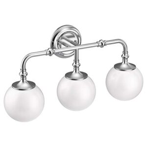moen yb0563ch colinet 3-light dual-mount bath bathroom vanity fixture with frosted glass, chrome