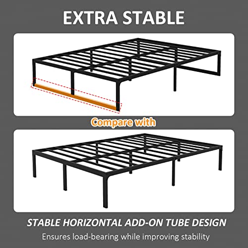 Yitong Angel 14 Inch Queen Bed Frame,3500 lbs Heavy Duty Metal Platform, Steel Slats Support/No Box Spring Needed/Noise Free/Non-Slip/Easy Assembly