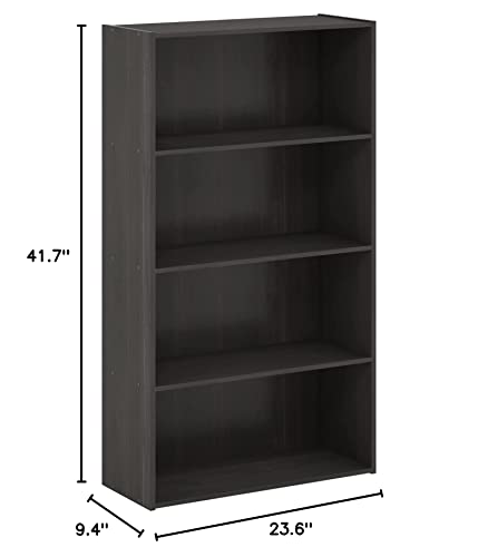 Furinno Pasir 4-Tier Bookcase / Bookshelf / Storage Shelves, Espresso