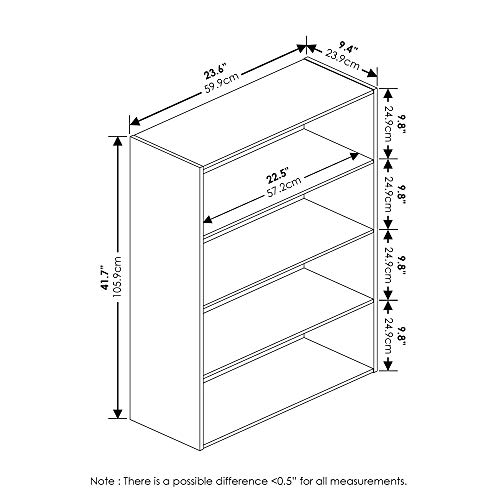 Furinno Pasir 4-Tier Bookcase / Bookshelf / Storage Shelves, Espresso