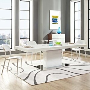 modway vector 71″ to 95″ contemporary modern expandable dining table in white silver