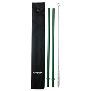 starbucks reusable straws set – 2 pcs venti size straws with cleaning brush and pouch