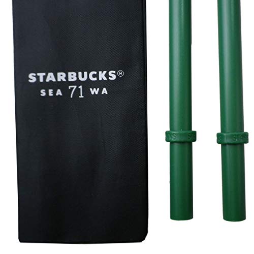 Starbucks Reusable Straws Set - 2 PCS Venti Size Straws with Cleaning Brush and Pouch