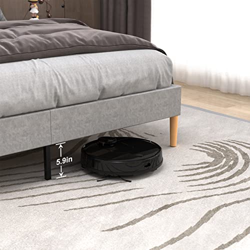 MOLYURAS Full Size Bed Frame, Upholstered Platform Double Full Bed Frame with Button Tufted Suede Velour Headboard, No Box Spring Needed, Sturdy Wood Slat Support, Easy Assembly