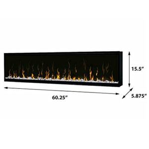 Dimplex IgniteXL 60 inch Built-in Linear Electric Fireplace with Driftwood and River Rock Accessories - Black, XLF60 & LF74DWS-KIT