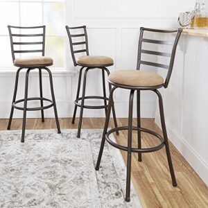 by mainstay mainstays adjustable-height swivel barstool, hammered bronze finish, set of 3 – brown (tan)