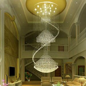 moooni modern large spiral crystal chandelier lighting luxury rain drop flush mount ceiling light for foyer staircase entryway d 31.5″ x h 98″