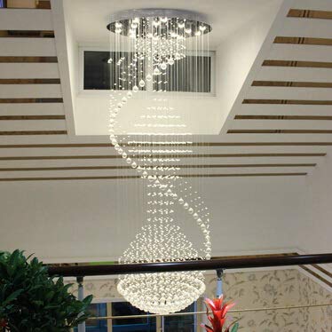 Moooni Modern Large Spiral Crystal Chandelier Lighting Luxury Rain Drop Flush Mount Ceiling Light for Foyer Staircase Entryway D 31.5" X H 98"