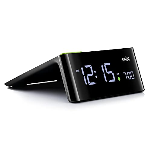 Braun Digital Alarm Clock with VA LCD Display, Touch Snooze Pad, Quick Set, Automatically Adjusting Display Brightness, Beep Alarm in Black, Model BC16BUS.