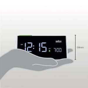 Braun Digital Alarm Clock with VA LCD Display, Touch Snooze Pad, Quick Set, Automatically Adjusting Display Brightness, Beep Alarm in Black, Model BC16BUS.