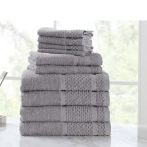 mainstays value 10-piece towel set | 100% light terry cotton – (grey)