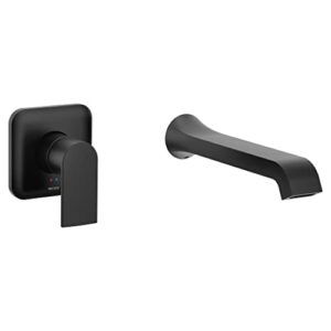 moen wt901bl genta lx single handle wall mount filler high flow tub faucet with 10″ spout reach, matte black