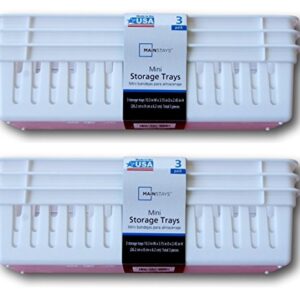 Mainstays Slim Plastic Storage Trays Baskets in White- Set of 6