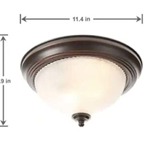 Hampton Bay 11 in. Oil-Rubbed Bronze Flush Mount with Frosted Swirl Glass Shade