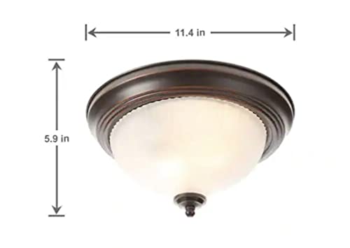 Hampton Bay 11 in. Oil-Rubbed Bronze Flush Mount with Frosted Swirl Glass Shade