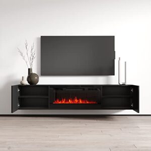 Meble Furniture Cali EF Wall Mounted Electric Fireplace Modern 72" TV Stand - Black