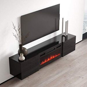 Meble Furniture Cali EF Wall Mounted Electric Fireplace Modern 72" TV Stand - Black