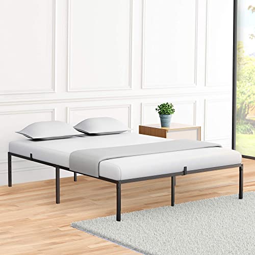 Full Metal Platform Bed Frame No Box Spring Needed Heavy Duty Steel Slat with Storage Easy Assembly, Black