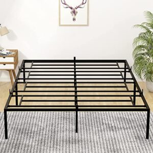 Full Metal Platform Bed Frame No Box Spring Needed Heavy Duty Steel Slat with Storage Easy Assembly, Black