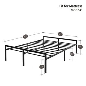 Mofesun Metal Bed Frame Full - Black Metal Platform Bed 14 Inch with Storage, Heavy Duty Easy Assembly No Box Spring Needed (Full)