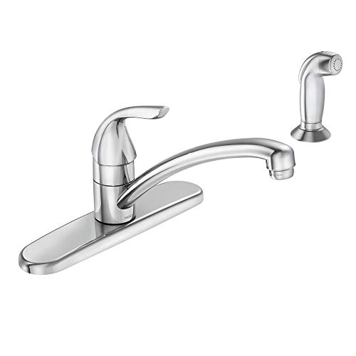 MOEN Adler Single-Handle Low Arc Standard Kitchen Faucet with Side Sprayer in Chrome