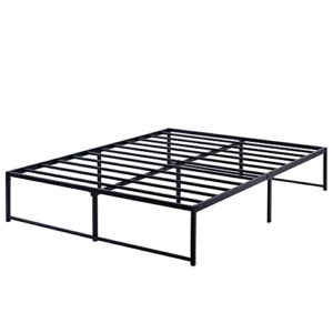 vecelo platform bed frame/no box spring needed/mattress foundation/steel slat support black (queen)