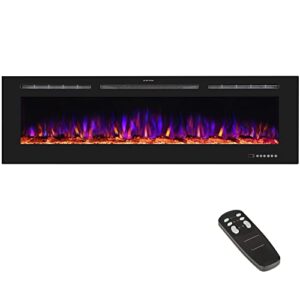 benrocks 72” electric fireplace heater, electric fireplace inserts with adjustable multi-color flame and speed, touch screen & remote, overheating protection, 9h timer 750/1500w, black