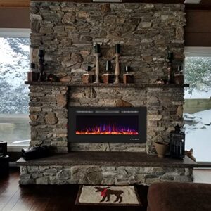 Benrocks 72'' Electric Fireplace Heater, Electric Fireplace Inserts with Adjustable Multi-Color Flame and Speed, Touch Screen & Remote, Overheating Protection, 9h Timer 750/1500w, Black