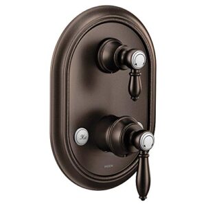 moen uts4311orb weymouth m-core 3-series 2-handle shower trim with integrated transfer, valve required, oil rubbed bronze