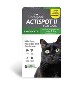 tevrapet actispot ii flea treatment for large cats 9+ lbs | 6 doses | powerful prevention and control