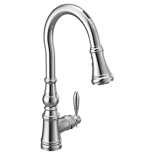 Moen S73004EVC Weymouth Smart Touchless Pull Down Sprayer Kitchen Faucet with Voice Control and Power Boost, Chrome