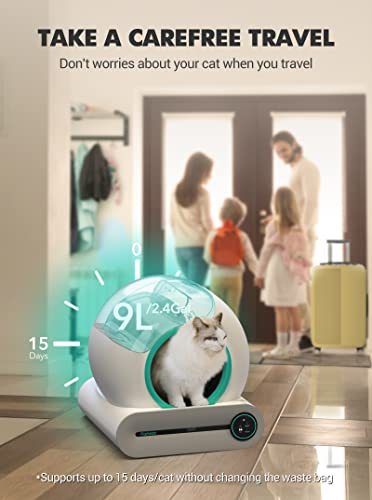 Famree Smart Self-Cleaning Cat Litter Box,Automatic Cat Litter Cleaning Robot with 65L+9L Large Capacity/APP Control/Ionic Deodorizer for Multiple Cats【2023 New Structure】, Turquoise Green