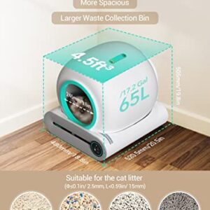 Famree Smart Self-Cleaning Cat Litter Box,Automatic Cat Litter Cleaning Robot with 65L+9L Large Capacity/APP Control/Ionic Deodorizer for Multiple Cats【2023 New Structure】, Turquoise Green